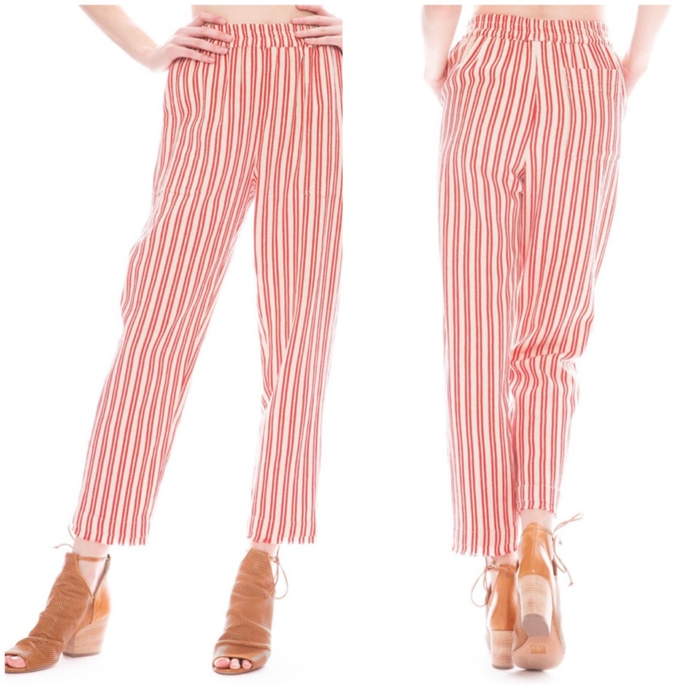 💥PRICE DROP💥 STRIPED TAILORING PANTS - NATURAL/RED